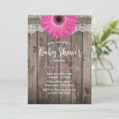 Rustic Pink Daisy Floral White Baby shower Kaart (Staand voorkant)