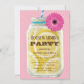 Rustic Pink Daisy Lemonade Jar Housewarming Party Kaart (Voorkant)