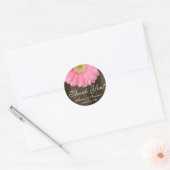 Rustic Pink Daisy Wedding Bedankt Sticker (Envelop)