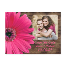 Rustic Pink Daisy Wood Foto Weddenschap Save the D
