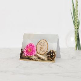 Rustic Pink Daisy Woodland Weddenschap Bedankkaart