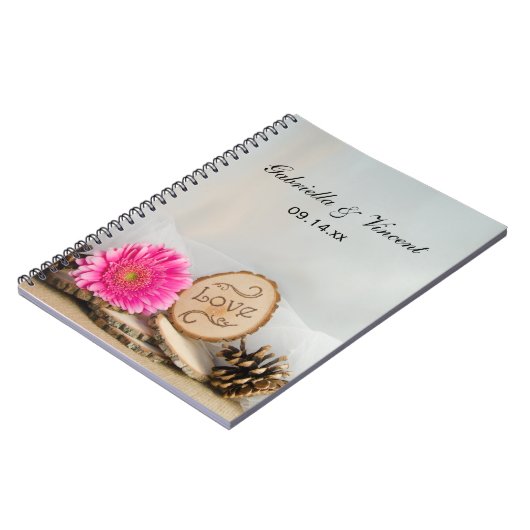 Rustic Pink Daisy Woodland Wedding Notitieboek (Linkerzijde)