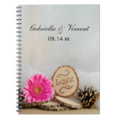 Rustic Pink Daisy Woodland Wedding Notitieboek (Voorkant)