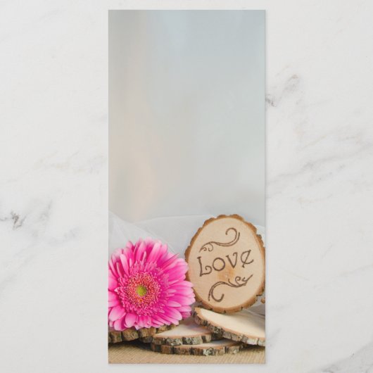 Rustic Pink Daisy Woodland Wedding Programme Programmakaart (Voorkant)