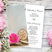 Rustic Pink Daisy Woodland Wedding Programme Programmakaart