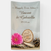 Rustic Pink Daisy Woodland Wedding Spandoek (Verticaal)