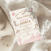 Rustic Pink Desert Girls Cowgirl Baby shower Kaart