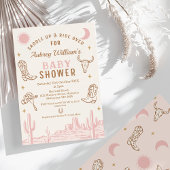 Rustic Pink Desert Girls Cowgirl Baby shower Kaart