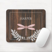 Rustic Pink Dragonfly Aangepaste Muismat (Met muis)