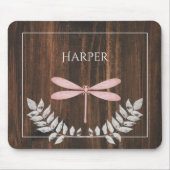 Rustic Pink Dragonfly Aangepaste Muismat (Voorkant)
