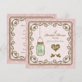 Rustic Pink en Brown Mason Jar Vrijgezellenfeest Kaart (Voorkant / Achterkant)