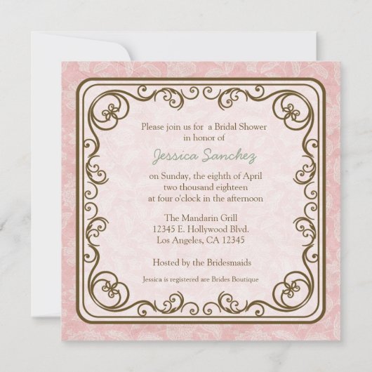 Rustic Pink en Brown Mason Jar Vrijgezellenfeest Kaart (Achterkant)