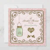 Rustic Pink en Brown Mason Jar Vrijgezellenfeest Kaart (Voorkant)
