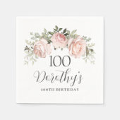 Rustic Pink Floral 100th Birthday Party Custom Servet (Voorkant)