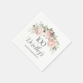 Rustic Pink Floral 100th Birthday Party Custom Servet (Hoek)