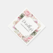 Rustic Pink Floral 100th Birthday Party Custom Servet (Hoek)