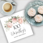 Rustic Pink Floral 100th Birthday Party Custom Servet
