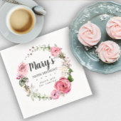 Rustic Pink Floral 100th Birthday Party Napkins Servet