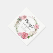 Rustic Pink Floral 100th Birthday Party Napkins Servet (Hoek)