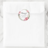 Rustic Pink Floral 60th Birthday Hartelijk dank Ronde Sticker (Tas)