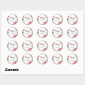 Rustic Pink Floral 70ste verjaardag Dank u Ronde Sticker (Vel)