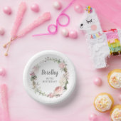 Rustic Pink Floral 80e verjaardag Papieren Kommen (Feest)