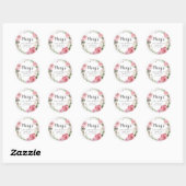 Rustic Pink Floral 80th Birthday Hartelijk dank Ronde Sticker (Vel)