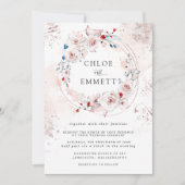 Rustic Pink Floral and Gold Wedding Kaart (Voorkant)