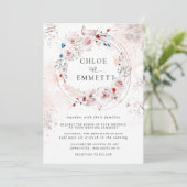 Rustic Pink Floral and Gold Wedding Kaart (Staand voorkant)