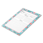 Rustic Pink Floral Aqua Wood Recipe Notitieblok (Schuin)