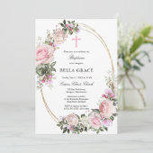 Rustic Pink Floral Baptisme Kaart (Staand voorkant)