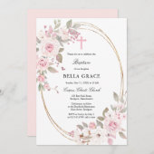 Rustic Pink Floral Baptisme Kaart (Voorkant / Achterkant)