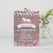 Rustic Pink Floral Barn Wood Horse Birthday Kaart (Staand voorkant)
