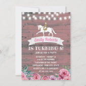 Rustic Pink Floral Barn Wood Horse Birthday Kaart (Voorkant)