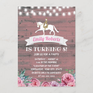 Rustic Pink Floral Barn Wood Horse Birthday Kaart