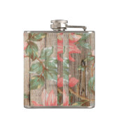 Rustic Pink Floral Barn Wood Monogram Heupfles (Achterkant)