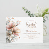 Rustic Pink Floral Bridal Shower Kaart (Staand voorkant)
