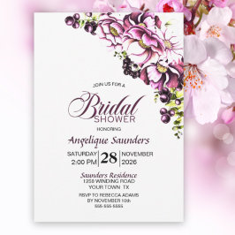 Rustic Pink Floral Bridal Shower Kaart