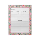Rustic Pink Floral Burlap Recipe Notitieblok (Linkerzijde)