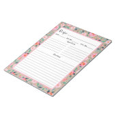 Rustic Pink Floral Burlap Recipe Notitieblok (Schuin)