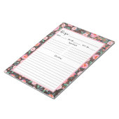 Rustic Pink Floral Dark Wood Recipe Notitieblok (Schuin)