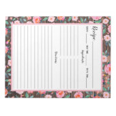 Rustic Pink Floral Dark Wood Recipe Notitieblok (Voorkant)