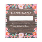 Rustic Pink Floral Diaper Raffle Notitieblok (Voorkant)