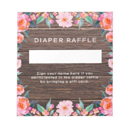Rustic Pink Floral Diaper Raffle Notitieblok