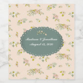 Rustic Pink Floral Elegant Lace Wedding Wijn Etiket (Enkel label)