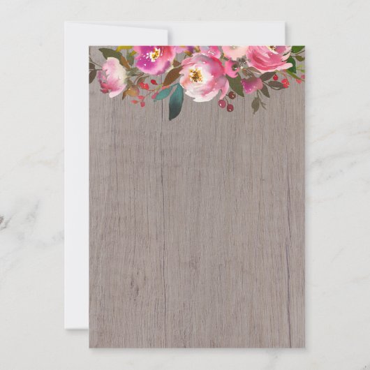 Rustic Pink Floral First Heilige Communie Kaart (Achterkant)
