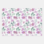 Rustic Pink Floral & Foliage Waterverf Patroon Inpakpapier Vel (Voorkant)