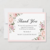 Rustic Pink Floral Funal Hartelijk dank Bedankkaart (Voorkant)