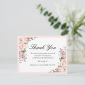Rustic Pink Floral Funal Hartelijk dank Bedankkaart (Staand voorkant)