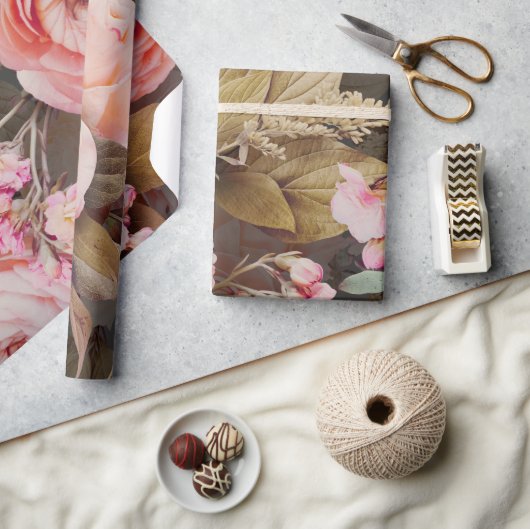 Rustic Pink Floral Greenery Eucalyptus Cadeaupapier (Crafts)